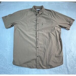 COLUMBIA Mens 3XT Shirt Brown Stripe Cotton Button Down Short Sleeve